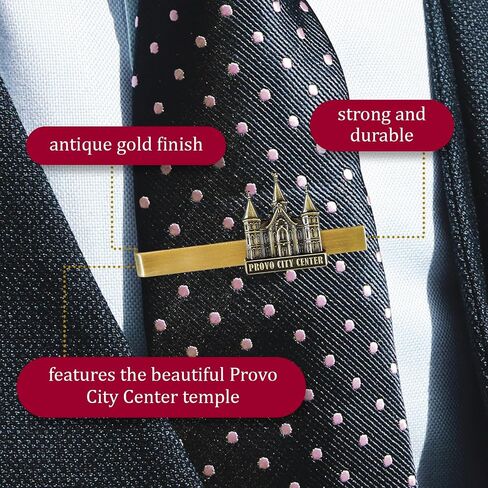 Lifebeats San Diego California Temple, Antique Gold Temple Tieclip by Ringmasters in Kuwait