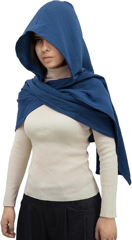 Women Men Fashion Shawl Scarf Cape | Multifunctional Hooded Cowl | Medieval Linen Cotton Cowl Hood |Vintage Goth Costume in Saudi Arabia
