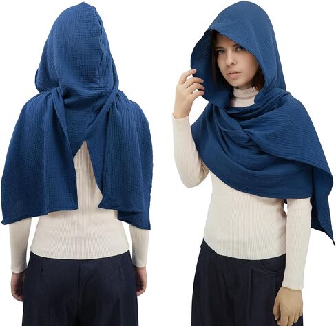 Women Men Fashion Shawl Scarf Cape | Multifunctional Hooded Cowl | Medieval Linen Cotton Cowl Hood |Vintage Goth Costume in Saudi Arabia