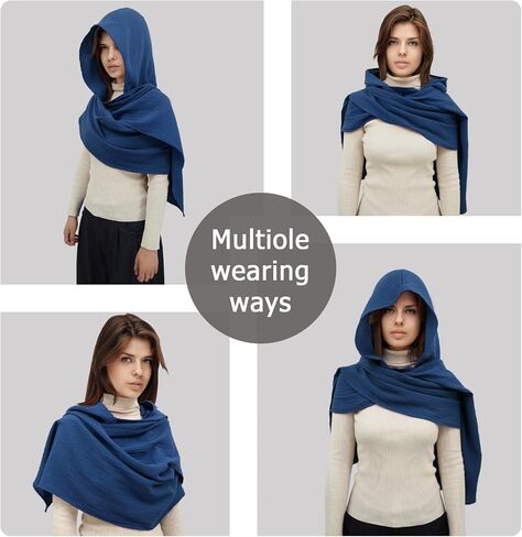 Women Men Fashion Shawl Scarf Cape | Multifunctional Hooded Cowl | Medieval Linen Cotton Cowl Hood |Vintage Goth Costume in Saudi Arabia