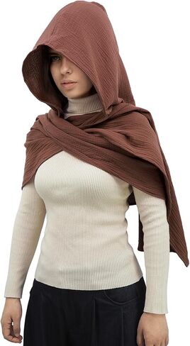 Women Men Fashion Shawl Scarf Cape | Multifunctional Hooded Cowl | Medieval Linen Cotton Cowl Hood |Vintage Goth Costume in Saudi Arabia