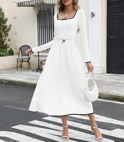 Womens Two Piece Skirt Set 2024 Trendy Fall Outfits Sets Ribbed Knit Long Sleeve Crop Top Midi Long Skirts with Pockets in Kuwait