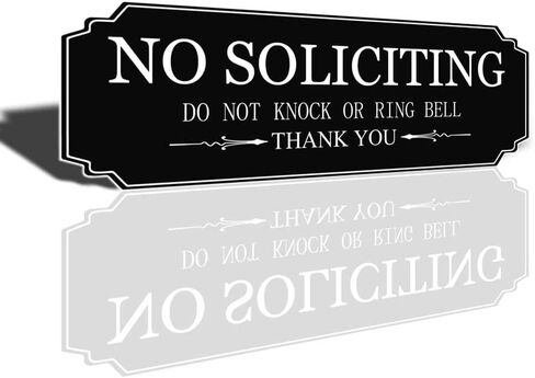Small No Soliciting Sign for House,Thick Acrylic Self-Adhesive Modern Design Door Sign,6 × 2 Inch,Perfect for Home Office Front Doors,Walls,Windows,Doorbell (Brown) in Saudi Arabia