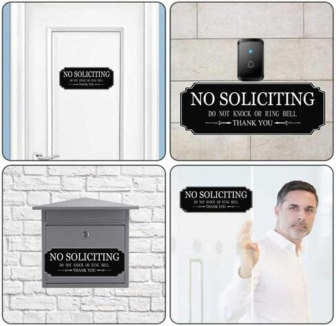 Small No Soliciting Sign for House,Thick Acrylic Self-Adhesive Modern Design Door Sign,6 × 2 Inch,Perfect for Home Office Front Doors,Walls,Windows,Doorbell (Brown) in Saudi Arabia