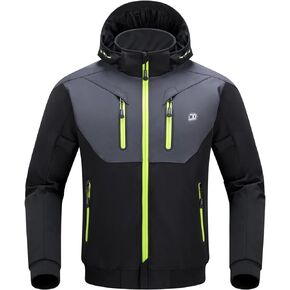 BORLENI Motorcycle Jacket with CE Armor Removable Liner Detachable Hood for Men Motorbike Riding Jacket Windproof All Seasons