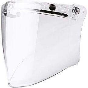 Universal 3-Snap Flip Up Visor Shield Lens for Retro Open Face Motorcycle Helmet (Clear)
