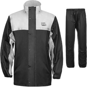 KEMIMOTO Men's Rain Suit Waterproof Rain Jacket Reflective Work Rain Coats Lightweight Hiking Motorcycle Rain Gear for Men