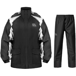 KEMIMOTO Rain Suit for Men, Motorcycle Rain Gear Waterproof Protective Rain Coat with Pants 2 Pieces Breathable Outdoor