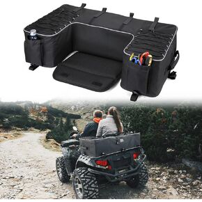 KEMIMOTO ATV Storage Bags ATV Rear Seat Bag Rack Bag Water-Resistant Cushion Removable Built-In Frame ATV Cargo Bag Large Four Wheeler Gear Bag Back Seat for Passenger