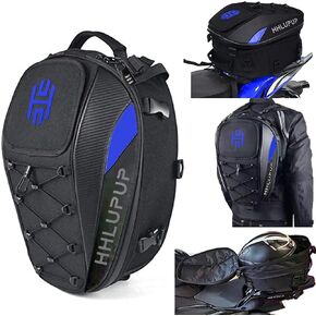 HHLUPUP Motorcycle Tail Bag Seat Helmet with Password Lock - Motorcycle Backpack - 38L Waterproof Luggage Bags Waterproof Luggage Bags Motorbike Helmet Bag 25L-38L Large Capacity Dual Use Bag (Blue)