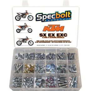 250pc Specbolt Brand Bolt Kit for Maintenance Upkeep of Present KTM SX EX EXC MX Dirt Bike Fastener This Includes 2 Strokes 50 60 65 85 105 125 250 300 550 4 Strokes 250 350 400 450 500 520 525