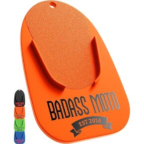 Badass Moto Motorcycle Kickstand Pad - Black - American Made in USA. Rugged, Durable w Color Choices - Kick Stand Coaster/Support Plate Helps Park Your Bike on Hot Pavement, Grass, Soft Ground