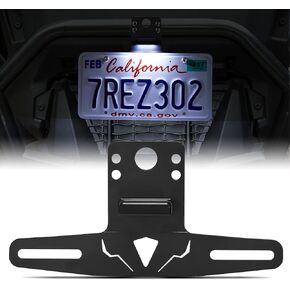KEMIMOTO UTV License Plate Holder with Light Aluminum License Plate Frame Mount for Golf Cart ATV RV Truck Snowmobile Trailer Boat SxS Compatible with Can-Am Maverick X3 Polaris RZR Ranger Sportsman