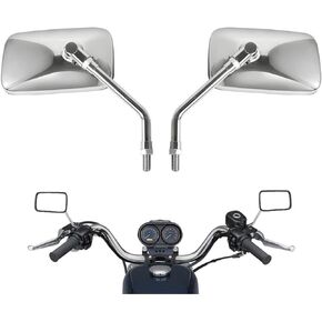 10 mm Bolt Chrome Motorcycle Universal Handlebar Rear view Side Mirrors for Harley Kawasaki Suzuki Aprilia Street Bike Cruiser Scooter Mirror SIZE:125mm X 70mm