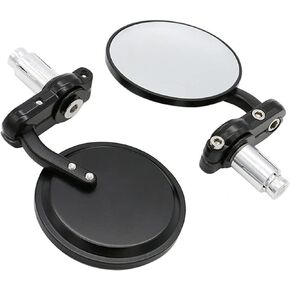 Universal Black 3" Round 7/8" Handle Bar End Rearview Convex Mirrors Inceased Vision Side for For Harley Davidson Honda Indian Kawasaki Suzuki Triumph and Yamaha