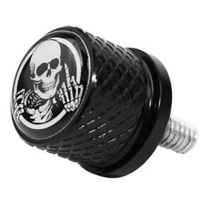 Stainless Knurled Fender Seat Bolt Screw, Aluminum- 1/4"-20 Thread Compatible with Harley Sportster Touring Softail Dyna CVO Electra Glide Street Glide 1996-2023, black