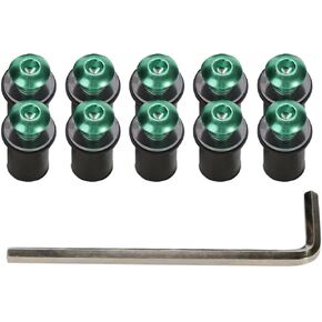 10PCS Motorcycle Windshield Bolts Screws Kit, Aluminum Alloy Motorbike Windscreen Body Mounting Bolts Nuts, Compatible with Motorcycle Cowls Well Nuts Fairing Fasteners Screw (Black)