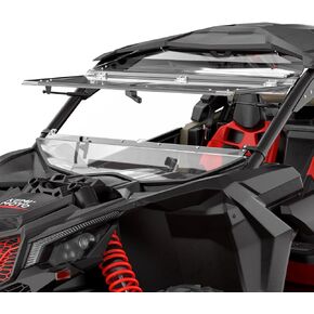 KEMIMOTO X3 Flip Windshield Compatible with Can-Am Maverick X3 & X3 Max, Scratch Resistant Hard Coated 1/4" Thick Polycarbonate Front Full Windshield 2024 Upgraded Version (Clear)
