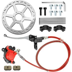 FVRITO Upgraded Mini Bike Hydraulic Disc Brake Kit for Baja DB30 Doodle Bug Blitz Dirt Bug Racer 97cc 79cc Predator 2.8hp Engine with 180mm Brake Disc Rotor Master Cylinder Caliper Pads Assembly Parts