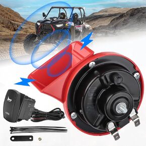 KEMIMOTO UTV ATV Horn Kit with Rocker Switch, 12V Upgraded 105DB Universal Loud SXS Horn Kit Compatible with Polaris RZR, Ranger, PRO XP, Can Am Maverick X3, Defender, CFMOTO, Teryx, Bennche Bighorn