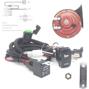 Universal UTV Horn Kit for RZR 12V Horn With Button Rocker Switch Compatible with Polaris RZR XP 1000, Ranger, Honda Pioneer Talon, Can Am Maverick X3, Yamaha Rhino, Arctic Cat Wildcat, Teryx 4