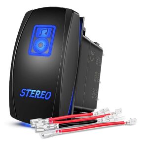 Nilight LED Light Bar Rocker Switch Stereo Rocker Switch 5 Pin Laser On/Off Switch 20A/12V 10A/24V Switch Jumper Wires Set، ضمان لمدة عامين (90006B)، أزرق