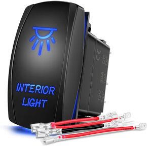 Nilight 90002B Interior Light Rocker Switch LED Light Bar 5Pin Laser On/Off LED Light 20A/12V 10A/24V Switch Jumper Wires Set for Jeep Boat Trucks,2 Years Warranty