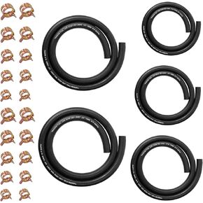 Tnisesm 5 Size Fuel Line Hose - 3/8" 1/2" 5/16" 1/4" 3/16" ID NBR Rubber 3.3ft with 20Pcs Clamps for Small Engines Kawasaki EZGO Golf Cart Snowmobile Motorcycle ATV Tractor