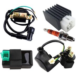 CDI Box Ignition Coil 5 Pin Regulator Rectifier Relay Spark Plug for Kazuma Meerkat 50cc Falcon 70cc 90cc 110cc Taotao Roketa Coolster 110CC ATV 3050B by Lucky Seven