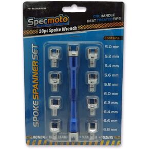 Specmoto Brand Spoke Spanner Wrench 10pc Tool fits Japanese and Euro off-road motorcycle wheels