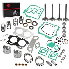 Top End Piston & Ring STD & Gasket Seal & Exhaust Intake Valve Rebuild Kit Compatible with EZGO Fuji Robin 295cc EH29C 4 Cycle Gas Golf Cart MCI Engine 1991-2002