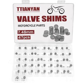 7.48mm Valve Shim Kit Compatible with Honda CRF250R CRF250X丨Kawasaki KX250F丨Suzuki RMZ 250 GSX-R750丨Yamaha YZ250F WR250F Dirt Bikes.(47pcs)