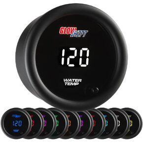 GlowShift 10 Color Digital 300 F Water Coolant Temperature Gauge Kit - Includes Electronic Sensor - Multi-Color LED Display - Tinted Lens - for Car & Truck - 2-1/16" (52mm)