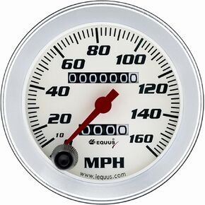 EQUUS 3-3/8" Speedometer White with Silver Bezel Equus 8076
