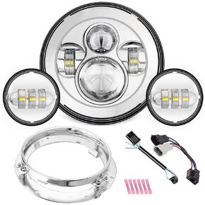 SUNPIE متوافقة مع مجموعة مصابيح الضباب LED للدراجة النارية H_arley مقاس 7 بوصات، متوافقة مع Road King، متوافقة مع Road Glide وStreet Glide وElectra Glide