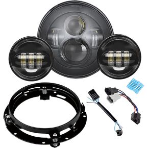 SUNPIE Compatible with H_arley Motorcycle 7 Inch LED Head light Fog Lights Combo, Compatible with Road King, Compatible with Road Glide, Street Glide and Electra Glide