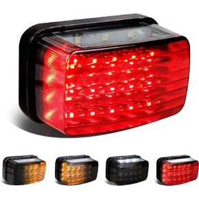 QUASCO Led Tail Light Red Lens ATV Taillight Brake Lights Compatible with Yamaha Grizzly Big Bear Bruin Kodiak Wolverine Rhino Viking, Replacement for 5km-84710-01-00