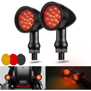 Motorcycle Turn Signals LED Bullet Front Rear Indicator Lights Universal Compatible for Harley Davidson Cruiser Iron Softail Street Bike Honda Shadow Yamaha Chopper Bobber Cafe Racer(Black/Amber)