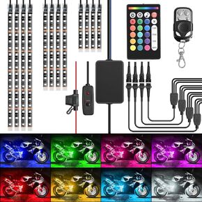 Nilight - TL-35 12PCS Motorcycle RGB Led Light Kit Waterproof Multi-Color Atmosphere Lights Lamp with Dual RF Wireless Remote Controllers for Harley Davidson Honda Kawasaki Suzuki, 2 Years Warranty in Kuwait