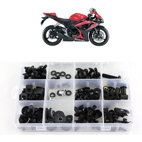 Xitomer Full Sets Fairing Bolts Kits, Fit for GSXR600 GSXR750 2006 2007 K6, Mounting Kits Washers/Nuts/Fastenings/Clips/Grommets (Matte Black)