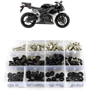 Xitomer F5 Complete Fairing Bolt Kits, Fit for CBR600RR F5 2007 2008 2009 2010 2011 2012, Windscreen Bolts, Mounting Kits Washers/Nuts/Fastenings/Clips/Grommets (Matte Black)