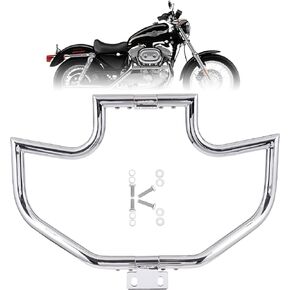 Kinglemc Crash Bar Engine Guard Highway Bar for Harley Davidson Sportster Iron 883 XL883N 2009-22;1200 Custom XL1200C 2004-22;Roadster XL1200R 883 XL883 XL883C '04-08; Superlow XL1200T 14-22 (Silver)