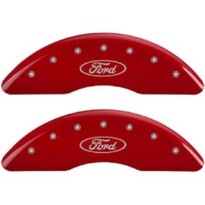 MGP Caliper Covers - Brake Caliper Covers 2013-2023 Ford F-250 Super Duty 2013-2023 Ford F-350 Super Duty (10235s) Front and Rear Set - Ford Logo - Red