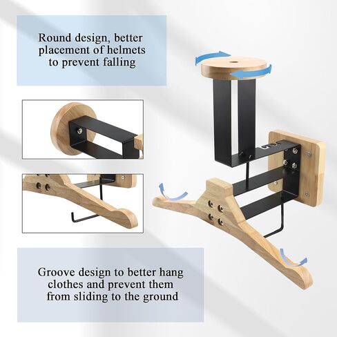 ABCERRSI Motorcycle Helmet Holder Wall Mount Tactical Gear Rack Motorcycle Helmet Holders with Solid Wood for Tactical Helmet, Tactical Vest, Football Gear,Motorcycle Accessories Road Bike in Kuwait