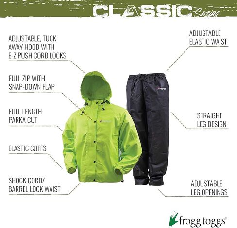 FROGG TOGGS Women's Classic All-Purpose Waterproof Breathable Rain Suit, Safety Green in Saudi Arabia