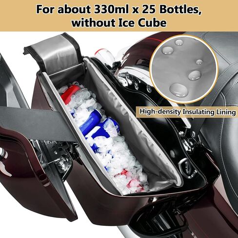 حقيبة تبريد سرج الدراجة النارية مقاومة للماء، حقيبة جانبية معزولة مبرد للسفر بالدراجة النارية، متوافقة مع حقيبة هارلي ديفيدسون 1993-2022 للتجول الصلب، حقيبة واحدة فقط in Kuwait