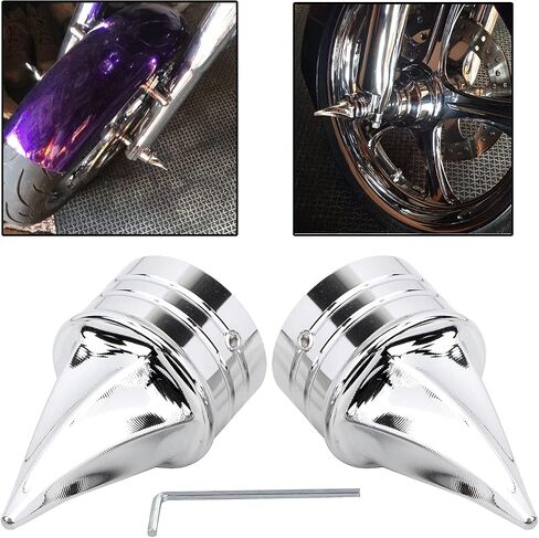 1 Pair Motorcycle Spike Twisted Front Axle Cap Nut Covers for Harley Road King Electra Street Glide FLTR FLHX FLHT FLHR Dyna FXD 2000-2006, Black in Saudi Arabia