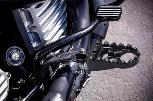 Hopider CNC Wide Foot Pegs 360° Roating MX Chopper Bobber Style for harley Dyna Sportster Fatboy Iron 883,Black in Saudi Arabia