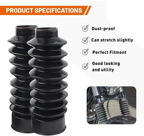 NEWSMARTS Motorcycle 39mm Fork Covers Front Rubber Gaiters Gators Shock Boots for Harley Sportster XL883 1200 / Dyna FXD Powersports Fork Guards in Saudi Arabia