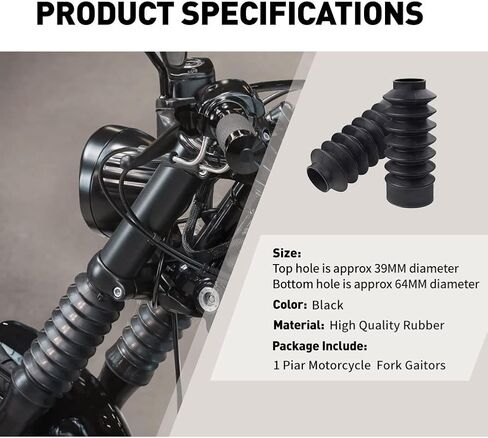 NEWSMARTS Motorcycle 39mm Fork Covers Front Rubber Gaiters Gators Shock Boots for Harley Sportster XL883 1200 / Dyna FXD Powersports Fork Guards in Saudi Arabia
